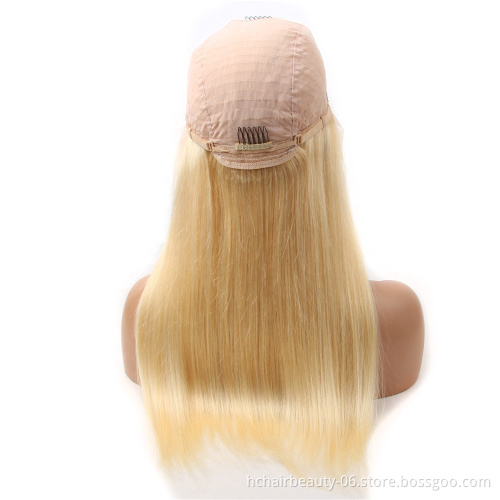 Wholesale 613 Human Hair Wigs Transparent Lace Brazilian Straight Human Hair Wigs Honey Blonde 13x1 Lace Front Wig